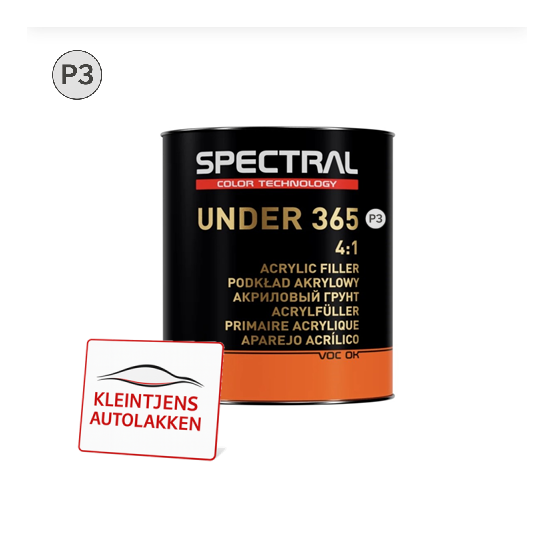 Spectral UNDER 365 + H6525 – Complete 2K Primer / Filler Set P3 Grijs (2,8 L + 0,7 L)