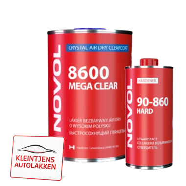 Novol 8600 MEGA Clear + 90-860 Verharder / Sneldrogende Air Dry Blanklak Set 1,5L