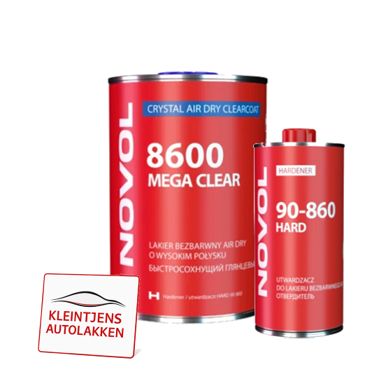 Novol 8600 MEGA Clear + 90-860 Verharder / Sneldrogende Air Dry Blanklak Set 1,5L