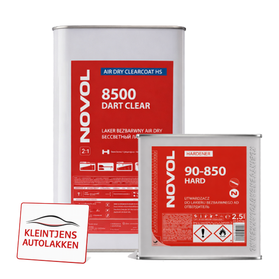 Novol 8500 DART Clear  +  Novol H 90-850  / SET sneldrogende Blanke lak 7,5L
