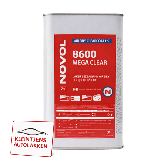 Novol 8600 MEGA Clear + 90-860 Verharder / Sneldrogende Air Dry Blanklak Set 7,5L