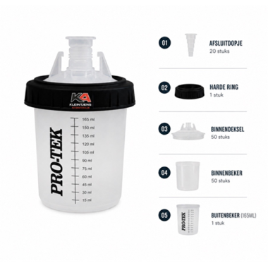PRO-TEK  PPS Wisselbekersysteem 180ml. - Compleet en Gebruiksvriendelijk