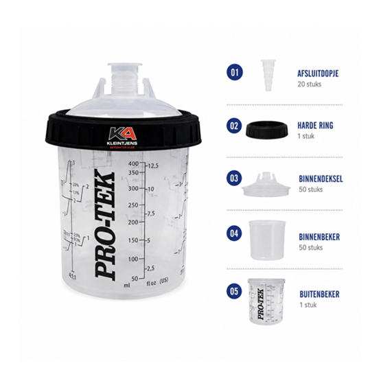 PRO-TEK PPS Wisselbekersysteem 400ml. – Compleet en Gebruiksvriendelijk