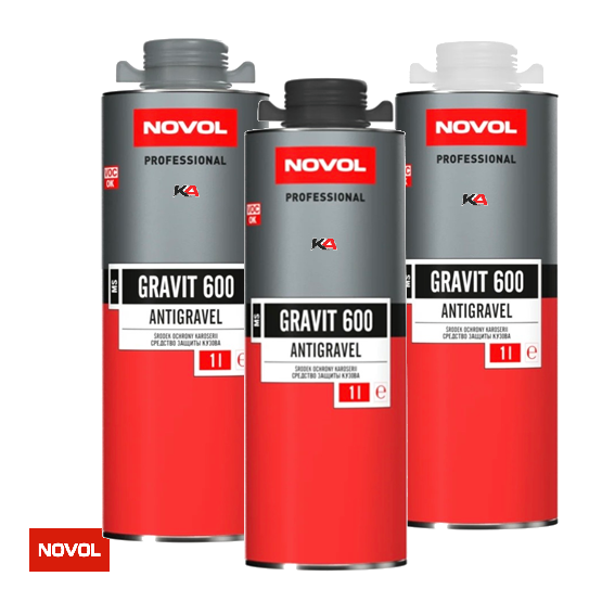 NOVOL GRAVIT 600 Zwart 1L – Zwarte Steenslag- en Onderbodembescherming met Fijne Structuur