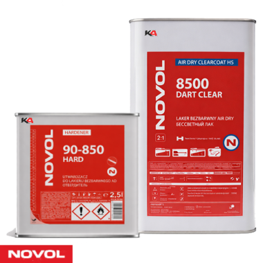 NOVOL 8500 DART Clear + HARD 90-850 Set – 7,5 L Air Dry 2K Hoogglans Blanke Lak voor Autoschadeherstel