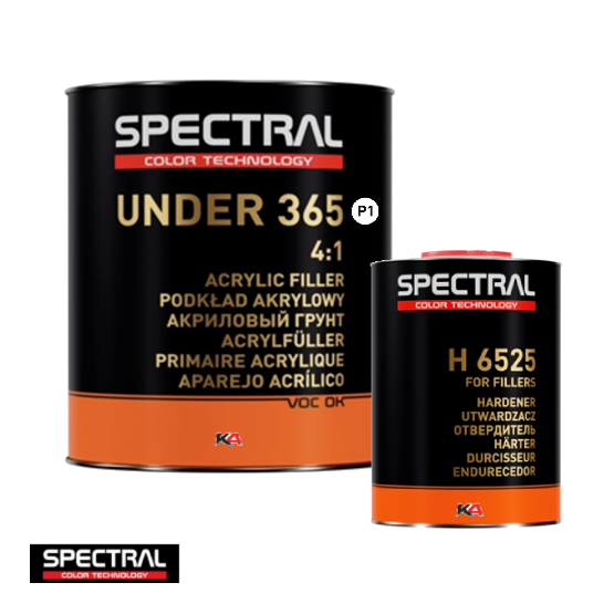 Spectral UNDER 365 P1 Wit + H6525 Set 3,5L – 4:1 2K Primer Filler voor Autoherstel