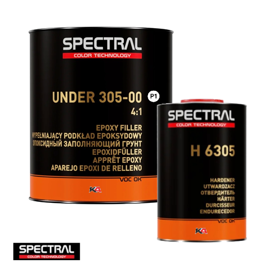 Spectral UNDER 305-00 P3 Grijs + Verharder Set 3,5L – 4:1 Epoxy Primer Filler voor Autoherstel