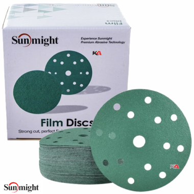 SUNMIGHT Film Schuurschijven P60 150mm – 100 Stuks voor Grof Schuurwerk en Lakverwijdering