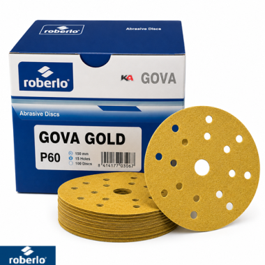 Roberlo Gova Gold P60 Schuurschijven 150mm 15 Gaten – 100 Stuks voor Grof Schuurwerk en Lakverwijdering