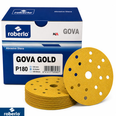 Roberlo Gova Gold P180 Schuurschijven 150mm 15 Gaten – 100 Stuks voor Schuren van Plamuur en Primer