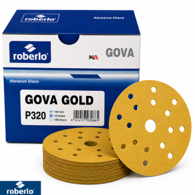 Roberlo Gova Gold P320 Schuurschijven 150mm 15 Gaten – 100 Stuks voor Voorbereiding van Primer en Lak