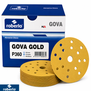 Roberlo Gova Gold P360 Schuurschijven 150mm 15 Gaten – 100 Stuks voor Voorbereiding van Primer en Lak