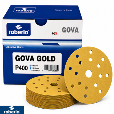 Roberlo Gova Gold P400 Schuurschijven 150mm 15 Gaten – 100 Stuks voor Fijn Schuurwerk en Lakvoorbereiding