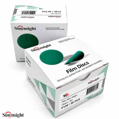 SUNMIGHT Film Schuurschijf P120 Ø75mm – 50 Stuks voor Schuren van Plamuur en Primer