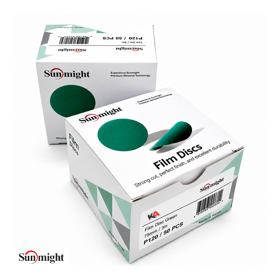 SUNMIGHT Film Schuurschijf P120 Ø75mm – 50 Stuks voor Schuren van Plamuur en Primer