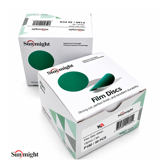 SUNMIGHT Film Schuurschijf P180 Ø75mm – 50 Stuks voor Schuren van Plamuur en Primer