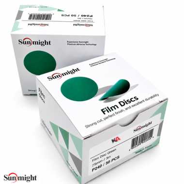 SUNMIGHT Film Schuurschijf P240 Ø75 mm (50 stuks) – Zonder Gaten voor Fijn Schuren van Primer en Plamuur