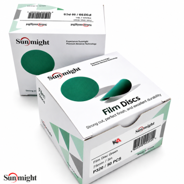 SUNMIGHT Film Schuurschijf P320 Ø75mm – 50 Stuks voor Voorbereiding van Primer en Lak