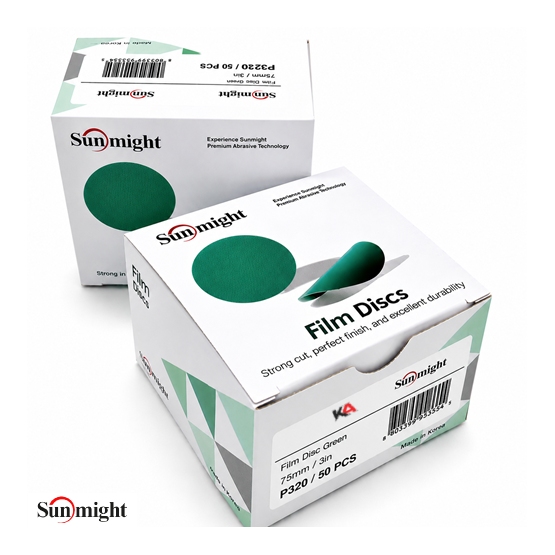 SUNMIGHT Film Schuurschijf P320 Ø75mm – 50 Stuks voor Voorbereiding van Primer en Lak