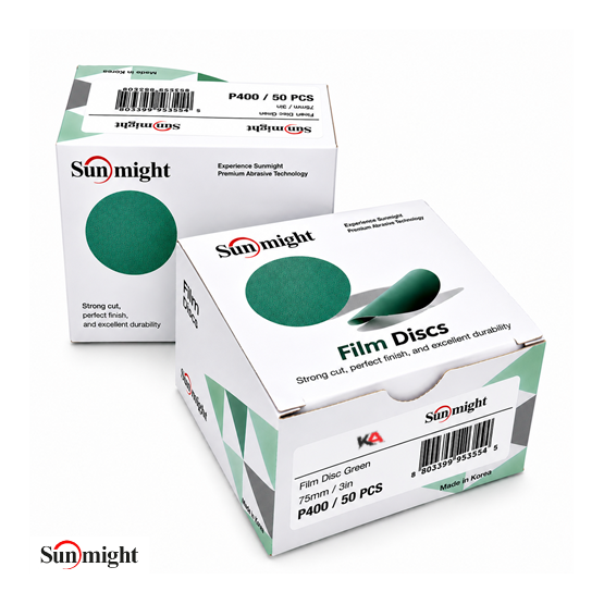 SUNMIGHT Film Schuurschijf P400 Ø75mm – 50 Stuks voor Fijn Schuurwerk en Lakvoorbereiding