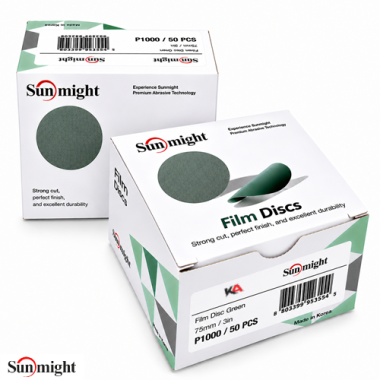 SUNMIGHT Film Schuurschijf P1000 Ø75 mm (50 stuks) – Zonder Gaten voor Ultrafijn Matteren vóór Aflakken