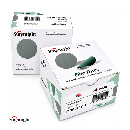 SUNMIGHT Film Schuurschijf P1500 Ø75mm – 50 Stuks voor Lakafwerking en Polijstvoorbereiding