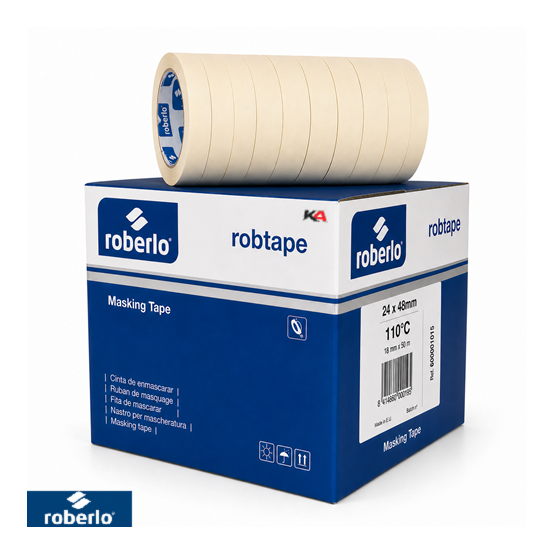 Robtape Maskeertape 48 mm 110°C – Professionele Afplaktape voor Spuitwerk