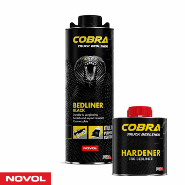 NOVOL COBRA Bedliner Zwart Set 0,6L + 0,2L – 2K Beschermcoating voor Auto, Pick-up en Offroad