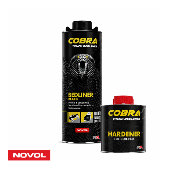 NOVOL COBRA Bedliner Zwart Set 0,6L + 0,2L – 2K Beschermcoating voor Auto, Pick-up en Offroad