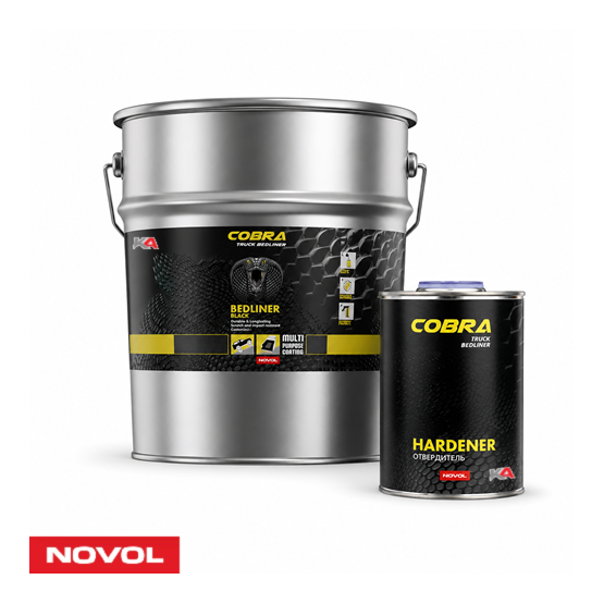 NOVOL COBRA Bedliner Set Zwart 3 L + 1 L Verharder – Slijtvaste 2K Beschermcoating voor Auto, Pick-up en Offroad