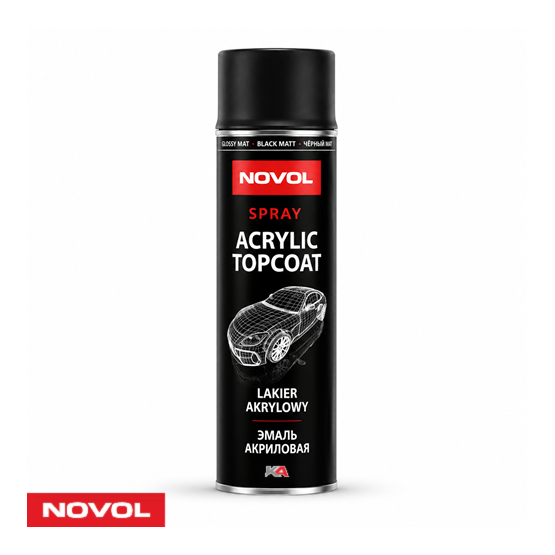NOVOL Acryl Topcoat Zwart Mat 500ml 1K Acryl Aflak Spuitbus voor Autoherstel