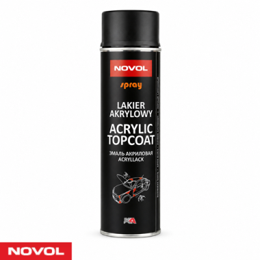 NOVOL Acrylic Topcoat Spray Zwart Satijn 1K Acryl Aflak Spuitbus voor Autoherstel