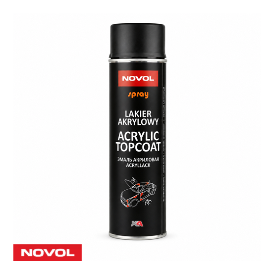 NOVOL Acrylic Topcoat Spray Zwart Satijn 1K Acryl Aflak Spuitbus voor Autoherstel