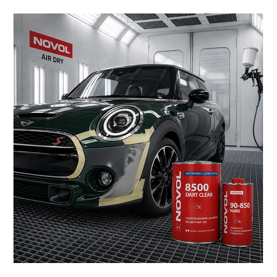 NOVOL 8500 DART Clear + HARD 90-850 Set – 1,5 L Air Dry 2K Hoogglans Blanke Lak voor Autoschadeherstel