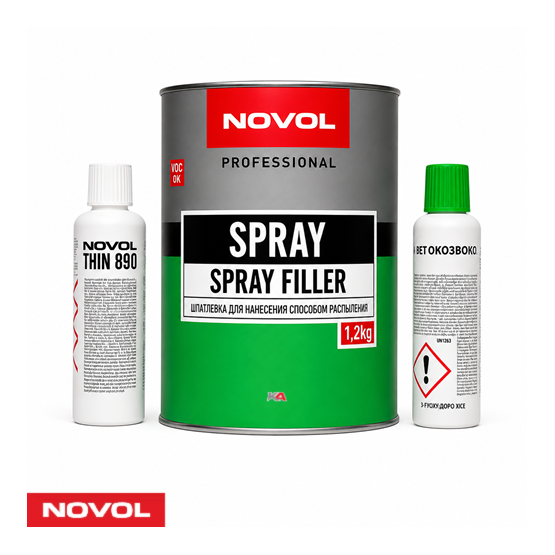 NOVOL Spray Filler Professional 1,2 kg – Polyester Spuitplamuur voor Autoherstel en Carrosserieherstel