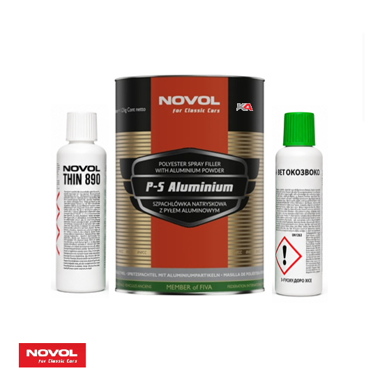 NOVOL For Classic Cars P-S Aluminium 1,2 kg – Aluminium Sprayplamuur voor Klassieke Auto's
